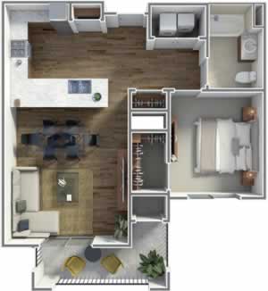 A - One Bedroom / One Bath 715 & 729 * Sq.Ft.*