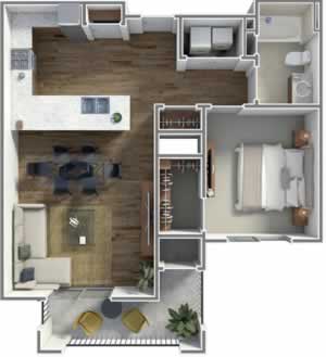 A1 - One Bedroom / One Bath 715 & 729 * Sq.Ft.*